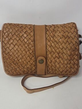 Viola Castellina Leather Weave Butter Soft Crossbody Italian Natural Tan Luxury